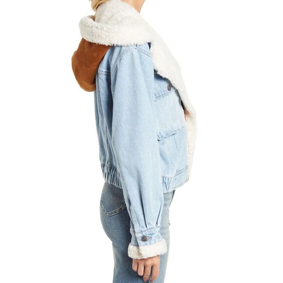 Free People Perry Hooded Denim Jacket in Sky Wash - Picture 2 of 10
